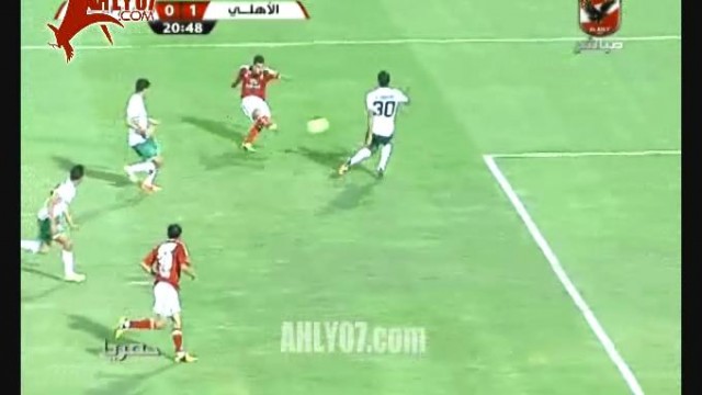 هدف الاهلي الاول في الدفاع الحسني المغربي والفوز