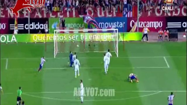 هدف اتليتيكو مدريد الاول في ريال مدريد مقابل 0 في اياب السوبر الاسباني 2014