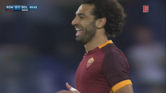 شاهد هدف محمد صلاح الأول لروما في بولونيا مقابل 0 الدوري الايطالي 11 ابريل 2016