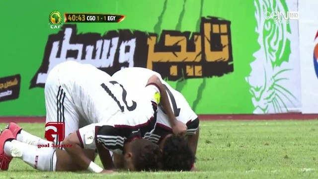 هدف منتخب مصر الأول في الكونغو مقابل 1 محمد صلاح تصفيات مؤهلة لكأس العالم 2018