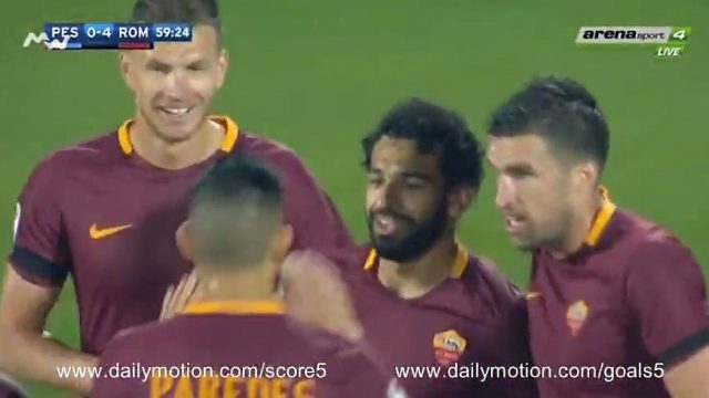 شاهد الهدف الثاني لمحمد صلاح والرابع لروما في بيسكارا في الدوري الايطالي 24 ابريل 2017